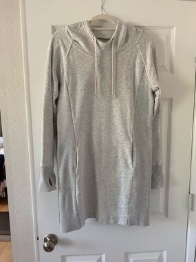 Athleta Light Gray Hoodie Dress Medium M